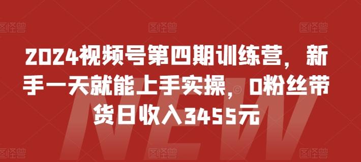2024视频号第四期训练营，新手一天就能上手实操，0粉丝带货日收入3455元-网创资源