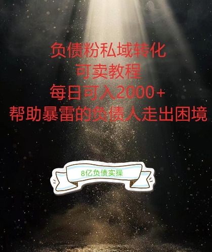 负债粉掘金计划，帮助负债者解决问题，债务规划，债务重组，最好的变现方式【揭秘】-网创资源