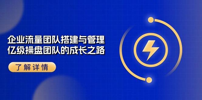 企业 流量团队-搭建与管理，亿级 操盘团队的成长之路(28节课-网创资源