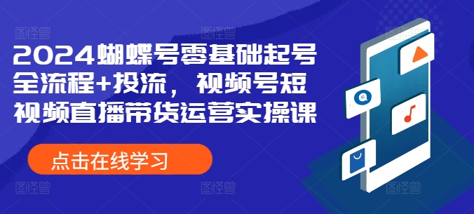 2024蝴蝶号零基础起号全流程+投流，视频号短视频直播带货运营实操课-网创资源