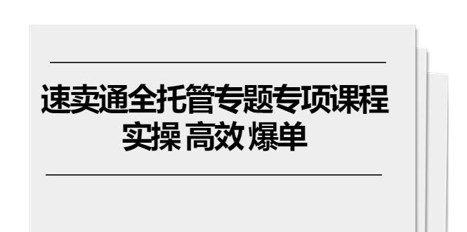 速卖通 全托管专题专项课程，实操 高效 爆单(11节课-网创资源