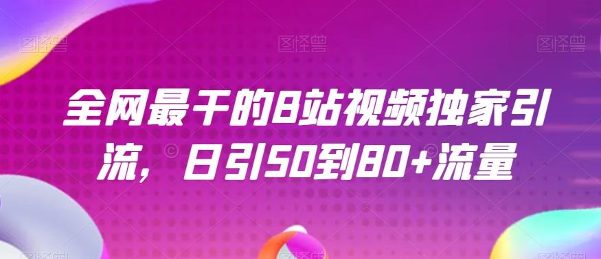 全网最干的B站视频独家引流，日引50到80+流量【揭秘】-网创资源
