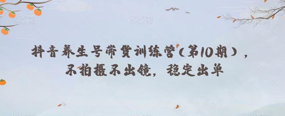 抖音养生号带货训练营(第10期），不拍摄不出镜，稳定出单-网创资源