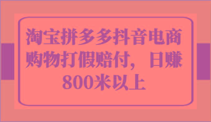 淘宝拼多多抖音电商购物打假赔付，日赚800米以上-网创资源