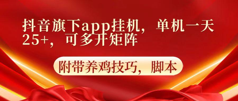 抖音旗下app自动挂机，单机一天收益25+，可多开矩阵-网创资源
