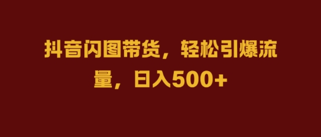 抖音闪图带货，轻松引爆流量，日入几张【揭秘】-网创资源