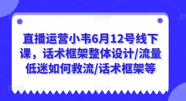直播运营小韦6月12号线下课，话术框架整体设计/流量低迷如何救流/话术框架等-网创资源