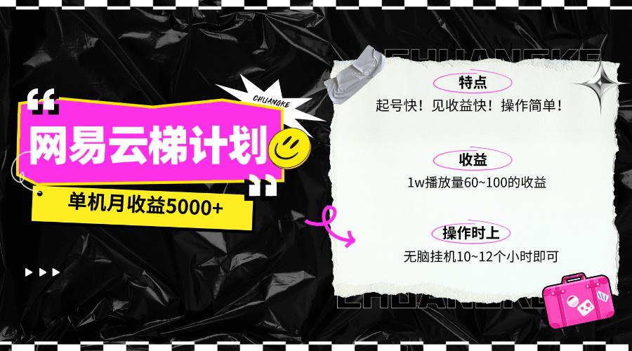(10063期)最新网易云梯计划网页版，单机月收益5000+！可放大操作-网创资源