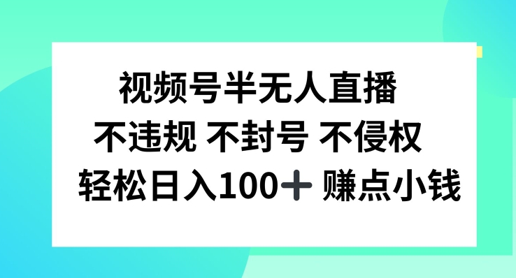 视频号半无人直播，不违规不封号，轻松日入100+【揭秘】-网创资源