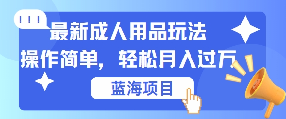 最新成人用品项目玩法，操作简单，动动手，轻松日入几张【揭秘】-网创资源