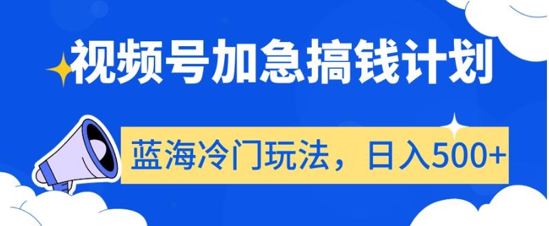 视频号加急搞钱计划，蓝海冷门玩法，日入500+【揭秘】-网创资源