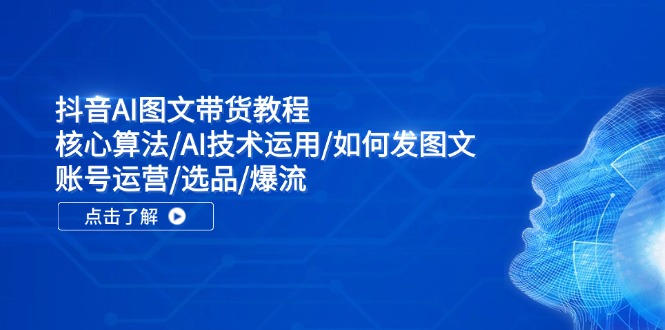 抖音AI图文带货教程：核心算法/AI技术运用/如何发图文/账号运营/选品/爆流-网创资源