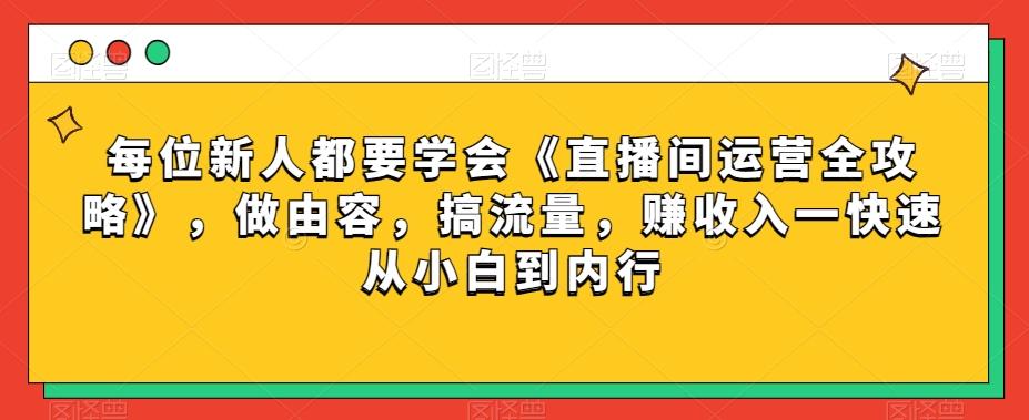 每位新人都要学会《直播间运营全攻略》，做由容，搞流量，赚收入一快速从小白到内行-网创资源