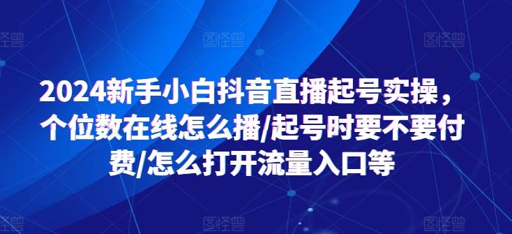 2024新手小白抖音直播起号实操，个位数在线怎么播/起号时要不要付费/怎么打开流量入口等-网创资源