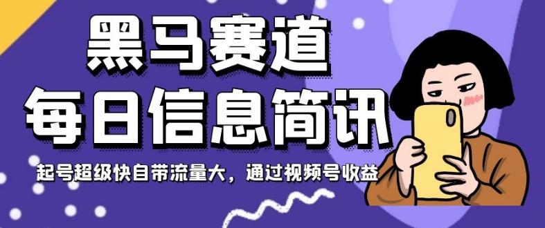 黑马赛道每日信息简讯，起号超级快自带流量大，通过视频号收益【揭秘】-网创资源