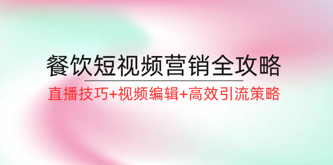 餐饮短视频营销全攻略：直播技巧+视频编辑+高效引流策略-网创资源