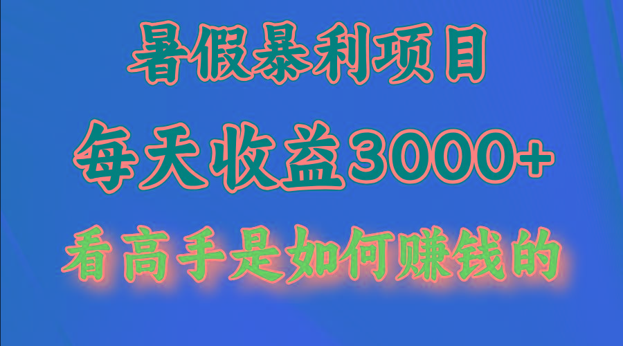 暑假暴利项目，每天收益3000+ 努努力能达到5000+，暑假大流量来了-网创资源