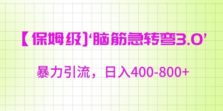 保姆级脑筋急转弯3.0，暴力引流，日入400-800+【揭秘】-网创资源