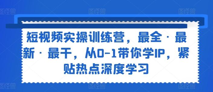 短视频实操训练营，最全·最新·最干，从0-1带你学IP，紧贴热点深度学习-网创资源