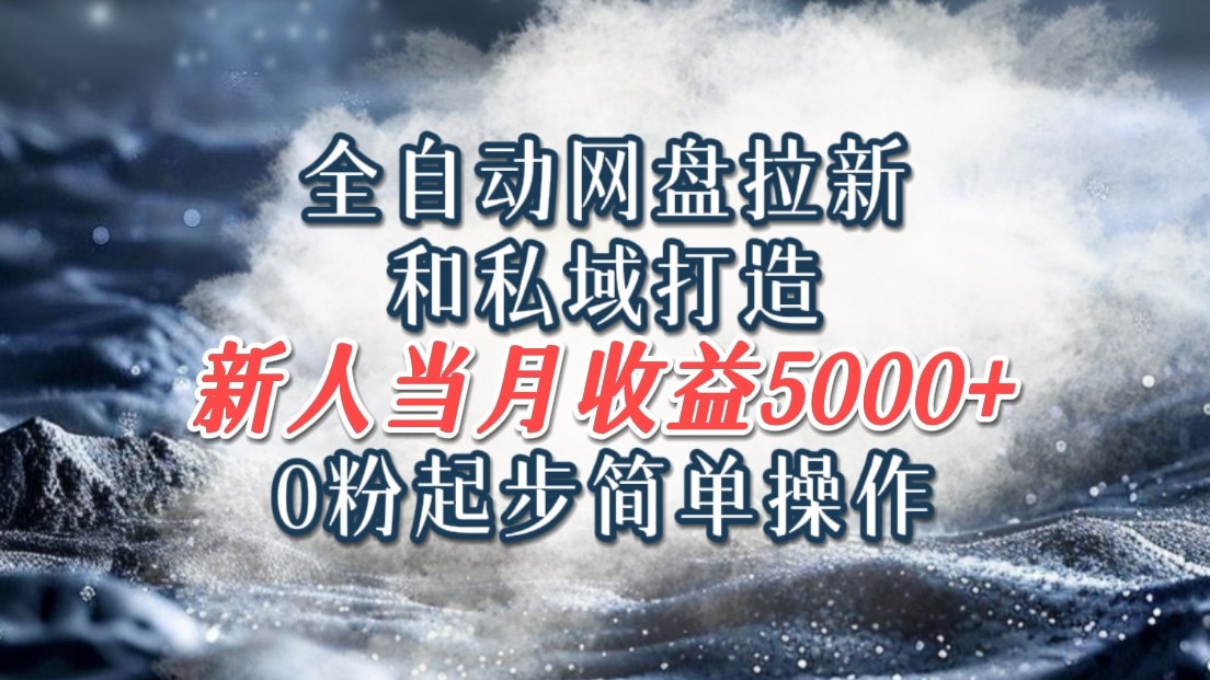 全自动网盘拉新和私域打造，0粉起步简单操作，新人入门当月收益5000以上-网创资源