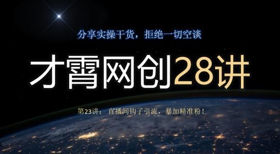 才霄网创28讲第23讲：直播间钩子引流，暴加精准粉！-网创资源