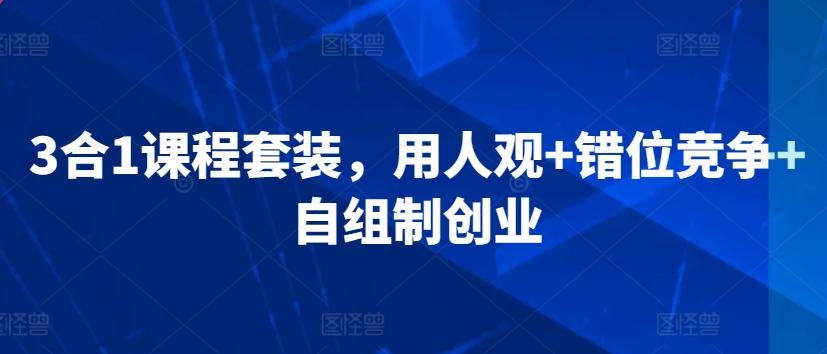 3合1课程套装，​用人观+错位竞争+自组制创业-网创资源