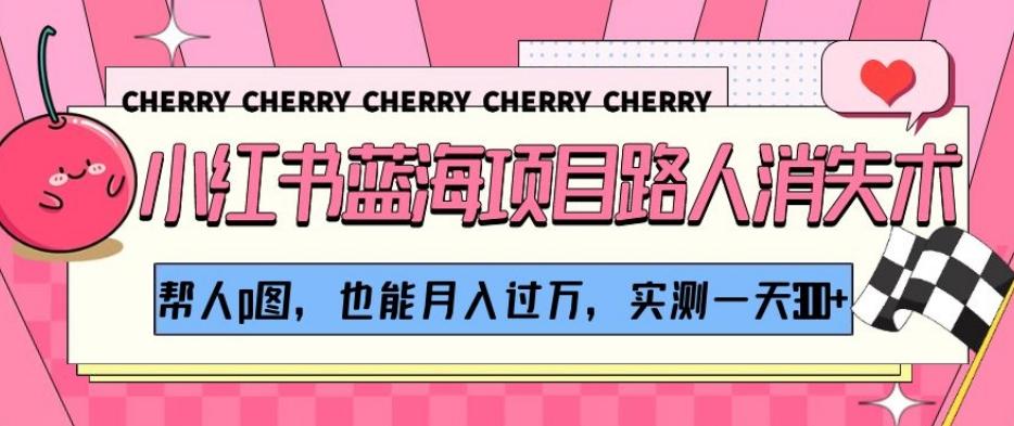 小红书蓝海项目路人消失术，帮人p图，也能月入过万，实测一天300+【揭秘】-网创资源