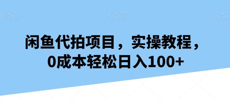 闲鱼代拍项目，实操教程，0成本轻松日入100+-网创资源
