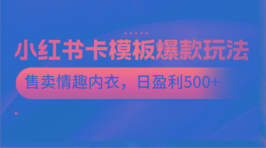 小红书卡模板爆款玩法，售卖情趣内衣，日盈利500+-网创资源