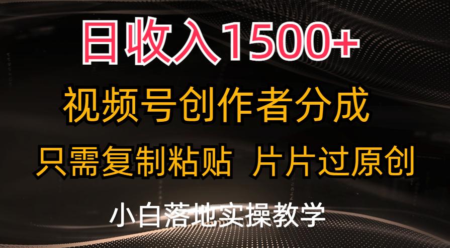 日收入1500+，视频号创作者分成，只需复制粘贴，片片过原创，小白也可…-网创资源
