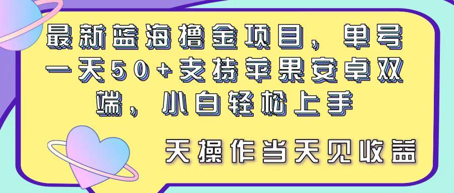 最新蓝海撸金项目，单号一天50+， 支持苹果安卓双端，小白轻松上手 当…-网创资源