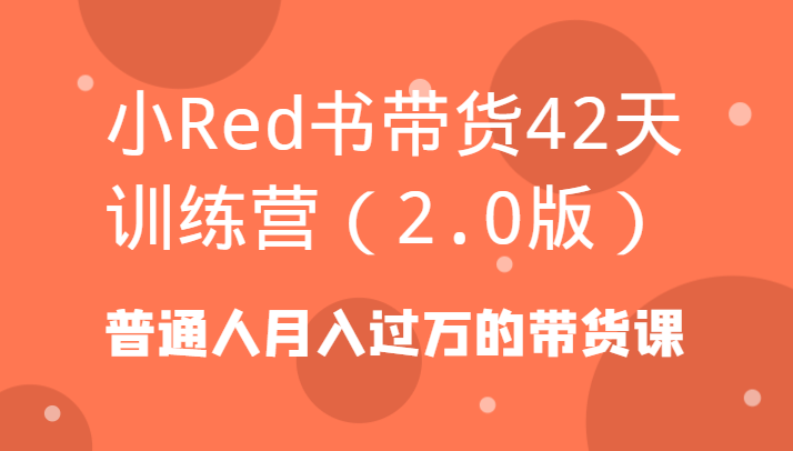 小Red书带货42天训练营(2.0版)普通人月入过万的带货课-网创资源