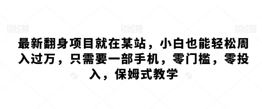 最新翻身项目就在某站，小白也能轻松周入过万，只需要一部手机，零门槛，零投入，保姆式教学-网创资源