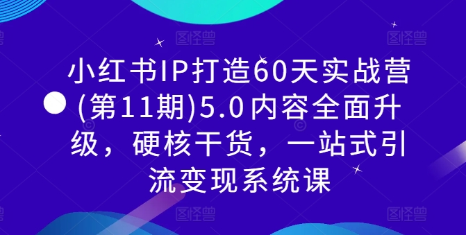 小红书IP打造60天实战营(第11期)5.0​内容全面升级，硬核干货，一站式引流变现系统课-网创资源