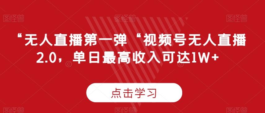 “无人直播第一弹“视频号无人直播2.0，单日最高收入可达1W+【揭秘】-网创资源