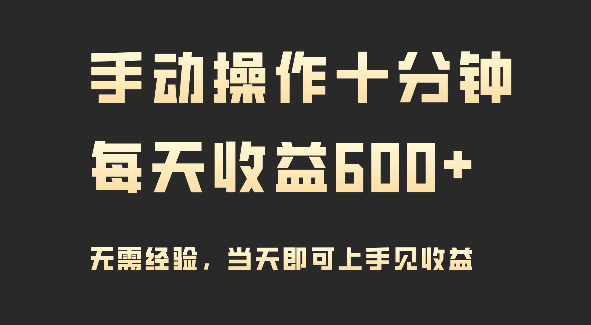 (9324期)手动操作十分钟，每天收益600+，当天实操当天见收益-网创资源
