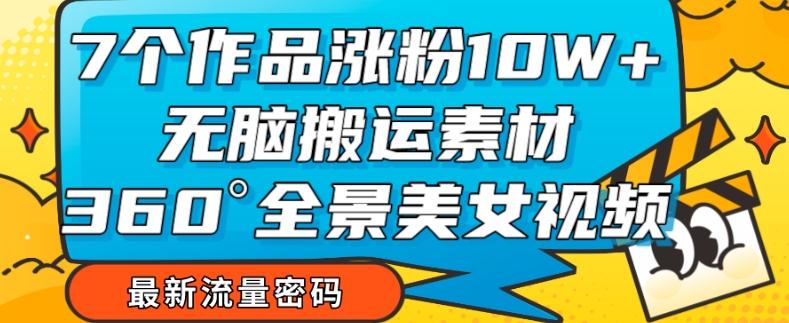 7个作品涨粉10W+，无脑搬运素材，全景美女视频爆款玩法分享【揭秘】-网创资源