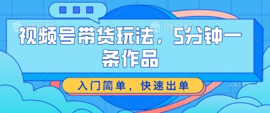 视频号带货玩法，5分钟一条作品，入门简单，快速出单【揭秘】-网创资源