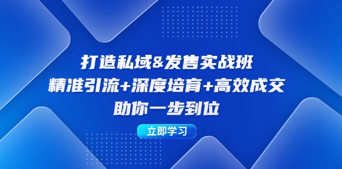 打造私域&发售实操班：精准引流+深度培育+高效成交，助你一步到位-网创资源