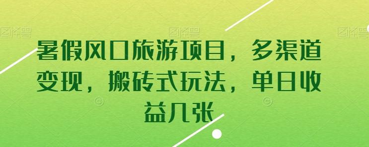 暑假风口旅游项目，多渠道变现，搬砖式玩法，单日收益几张【揭秘】-网创资源