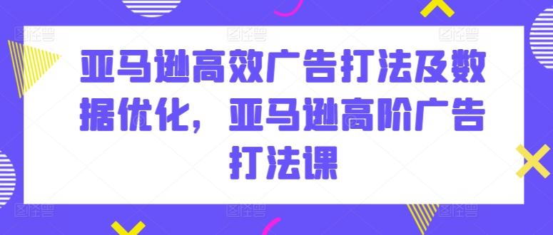 亚马逊高效广告打法及数据优化，亚马逊高阶广告打法课-网创资源