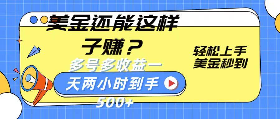 美金还能这样子赚？轻松上手，美金秒到账 多号多收益，一天 两小时，到手500+-网创资源