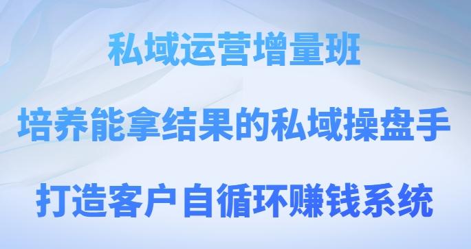 私域运营增量班，培养能拿结果的私域操盘手，打造客户自循环赚钱系统-网创资源