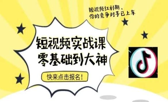 短视频零基础落地实操训练营，短视频实战课零基础到大神-网创资源