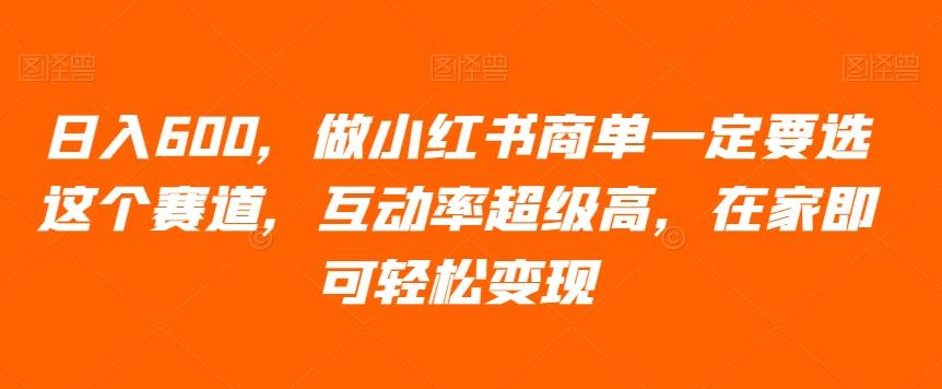 日入600，做小红书商单一定要选这个赛道，互动率超级高，在家即可轻松变现-网创资源