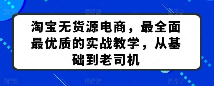 淘宝无货源电商，最全面最优质的实战教学，从基础到老司机-网创资源