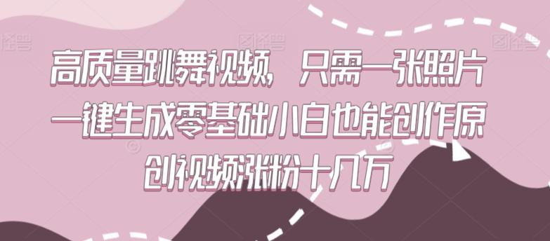 高质量跳舞视频，只需一张照片一键生成零基础小白也能创作原创视频涨粉十几万【揭秘】-网创资源