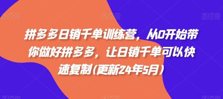 拼多多日销千单训练营，从0开始带你做好拼多多，让日销千单可以快速复制(更新24年7月)-网创资源