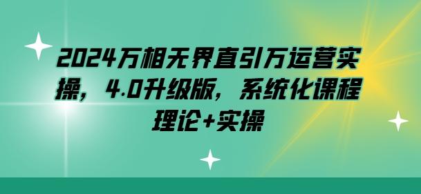 2024万相无界直引万运营实操，4.0升级版，系统化课程 理论+实操-网创资源