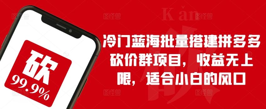 冷门蓝海批量搭建拼多多砍价群项目，收益无上限，适合小白的风口【揭秘】-网创资源